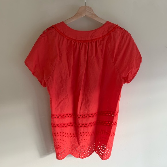 Madewell Red Eyelet Angelica Top Blouse M - Picture 3 of 5